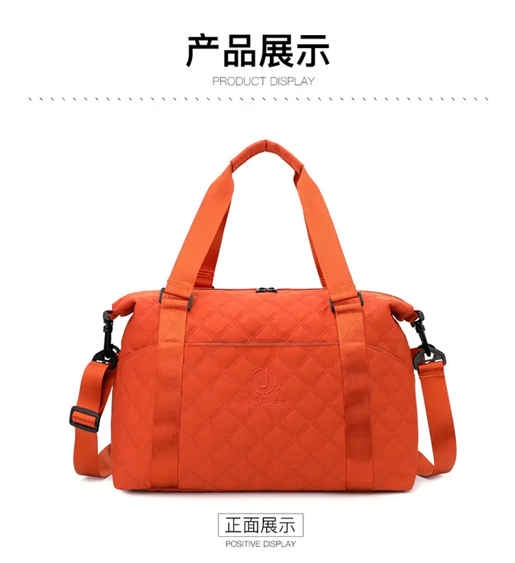 Orange Quilted Gym Bag Large Capacity Sports Tote — feature 36