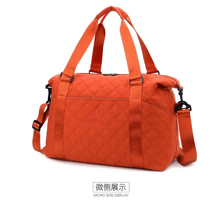 Orange Quilted Gym Bag Large Capacity Sports Tote — feature 37