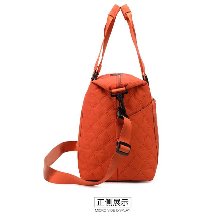 Orange Quilted Gym Bag Large Capacity Sports Tote — feature 38