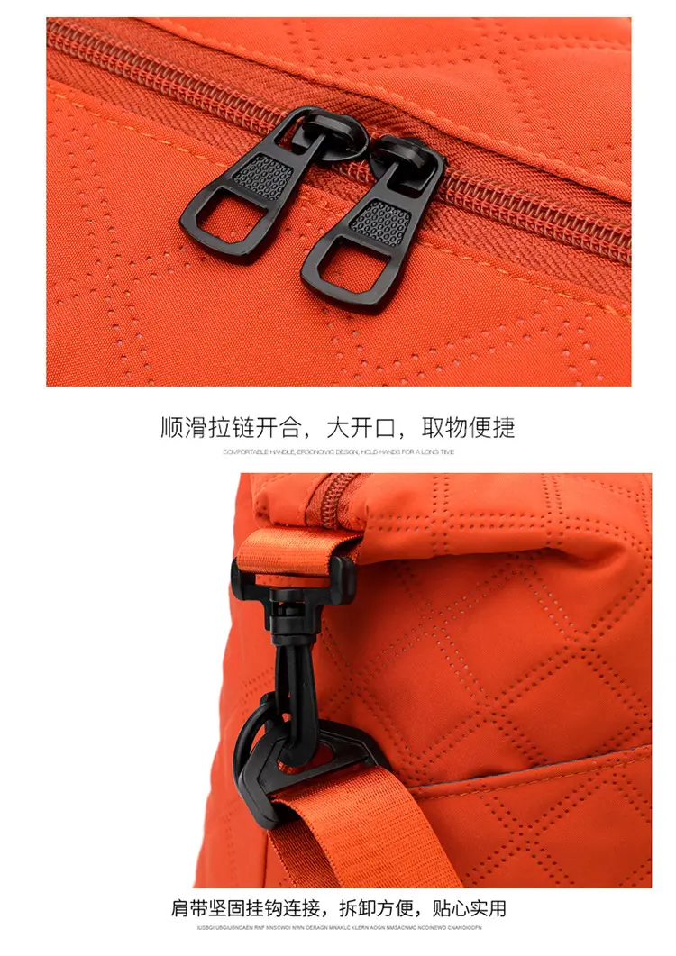 Orange Quilted Gym Bag Large Capacity Sports Tote — feature 41