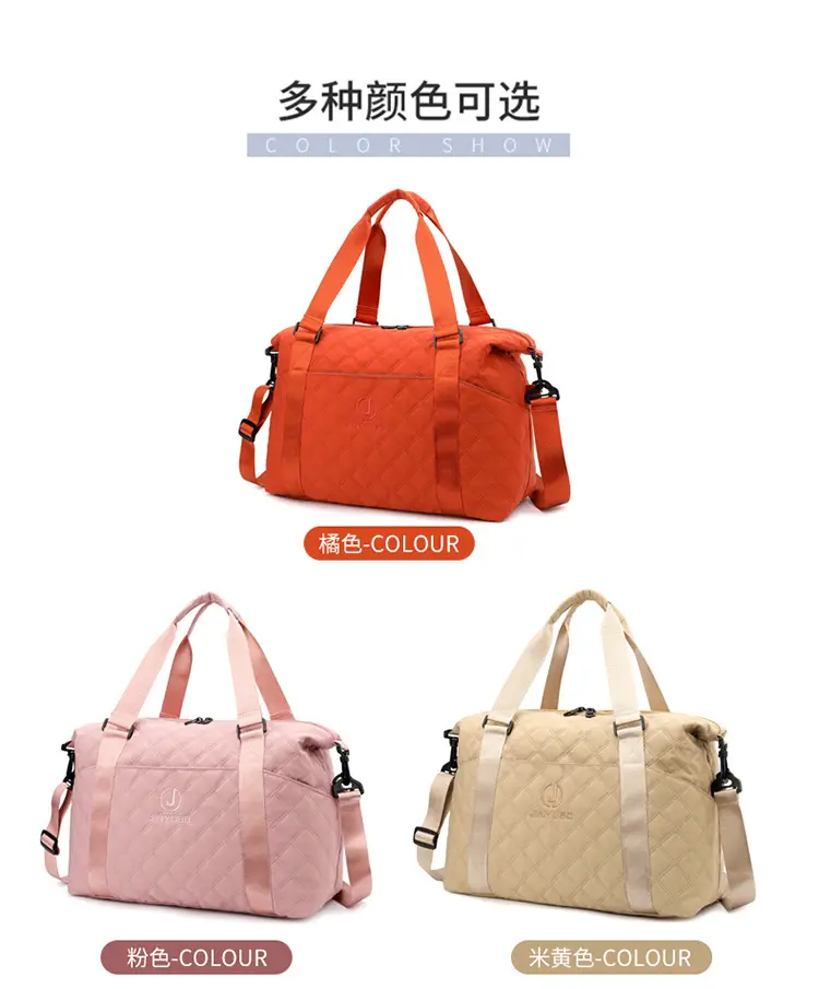 Orange Quilted Gym Bag Large Capacity Sports Tote — feature 6