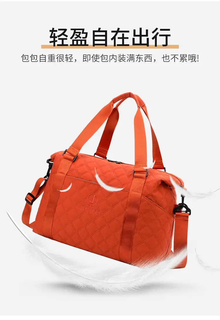 Orange Quilted Gym Bag Large Capacity Sports Tote — feature 9