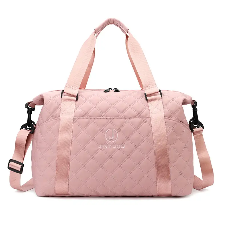 Orange Quilted Gym Bag Large Capacity Sports Tote