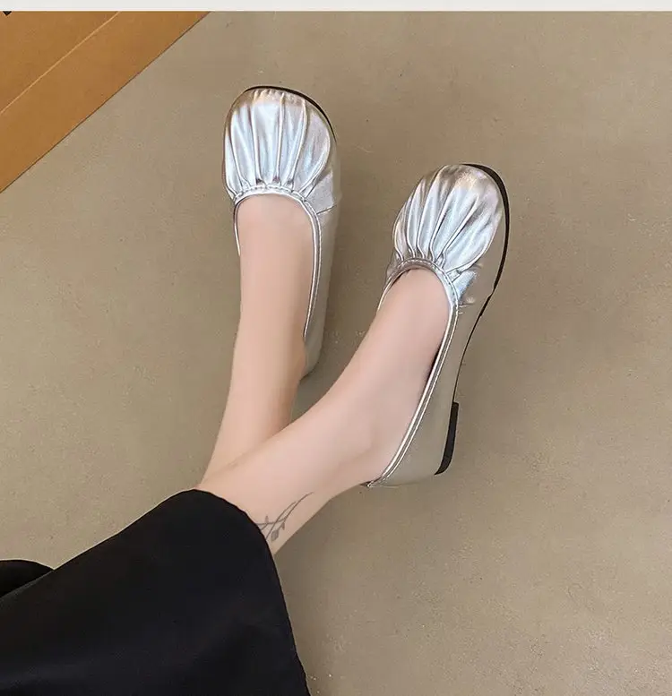Women's Silver Slip-On Flat Heels Summer 2024 — feature 11