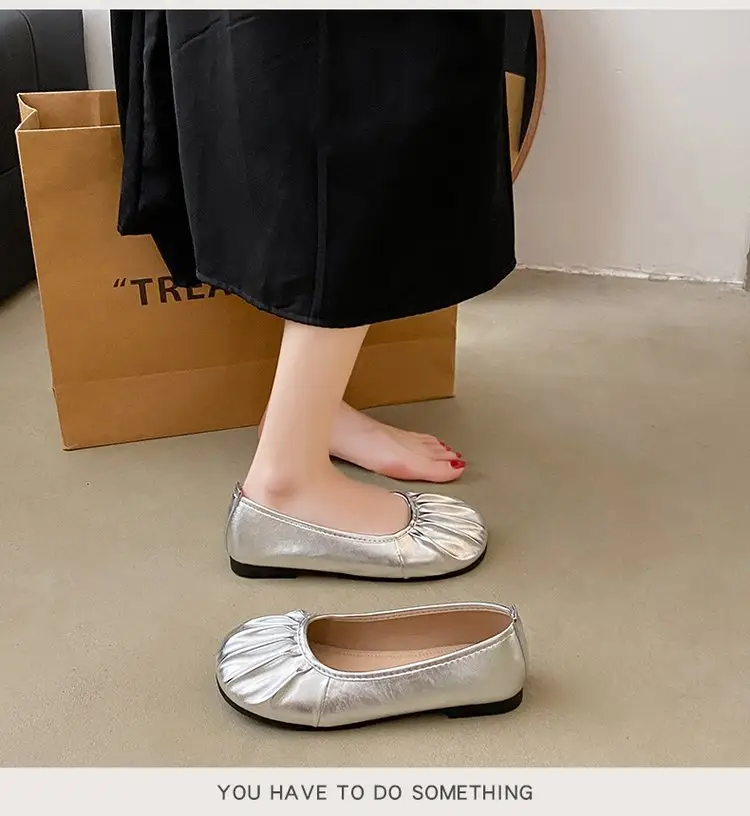Women's Silver Slip-On Flat Heels Summer 2024 — feature 12
