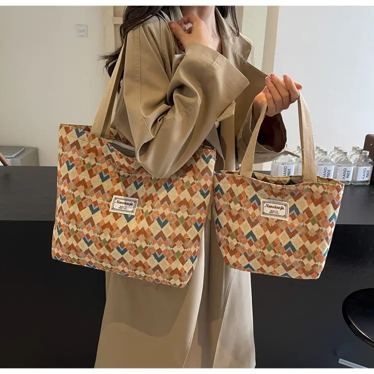 Women's Patterned Canvas Tote Bag Large Capacity Commuter Shoulder Crossbody — feature 11