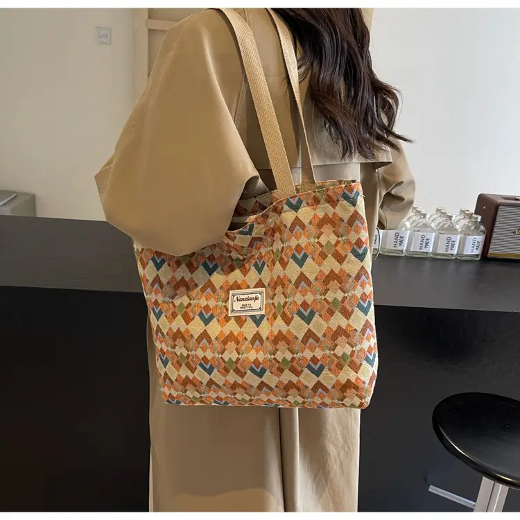 Women's Patterned Canvas Tote Bag Large Capacity Commuter Shoulder Crossbody — feature 13