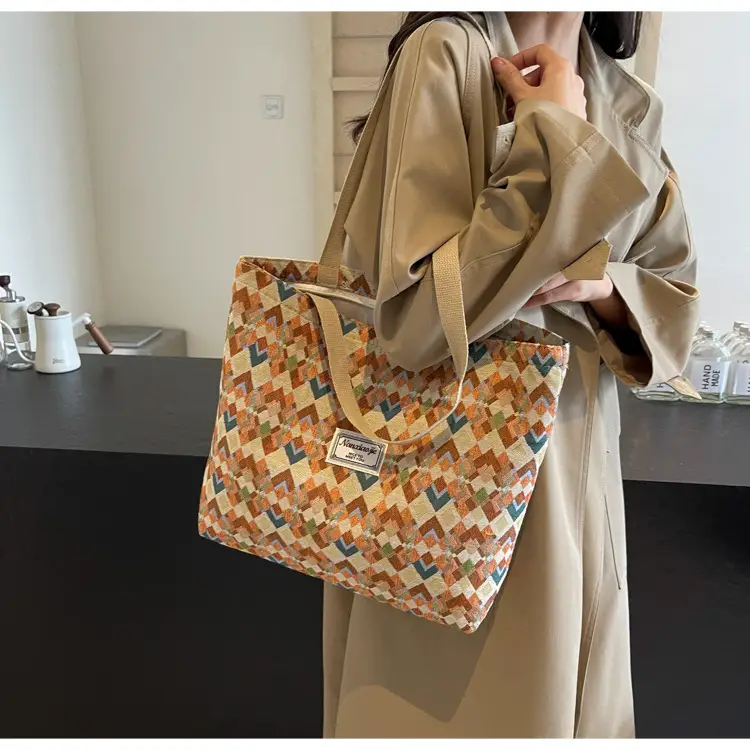 Women's Patterned Canvas Tote Bag Large Capacity Commuter Shoulder Crossbody — feature 14