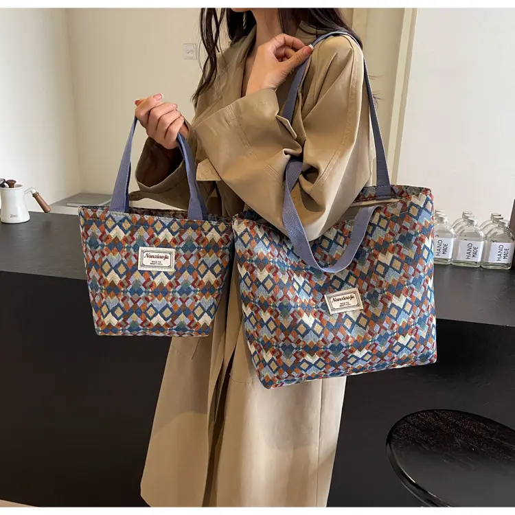 Women's Patterned Canvas Tote Bag Large Capacity Commuter Shoulder Crossbody — feature 16