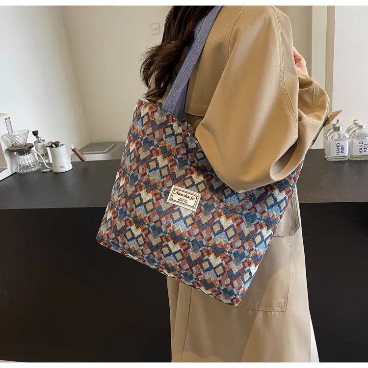 Women's Patterned Canvas Tote Bag Large Capacity Commuter Shoulder Crossbody — feature 17