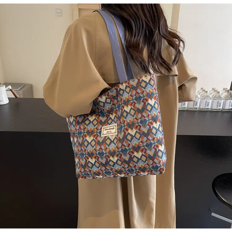 Women's Patterned Canvas Tote Bag Large Capacity Commuter Shoulder Crossbody — feature 19