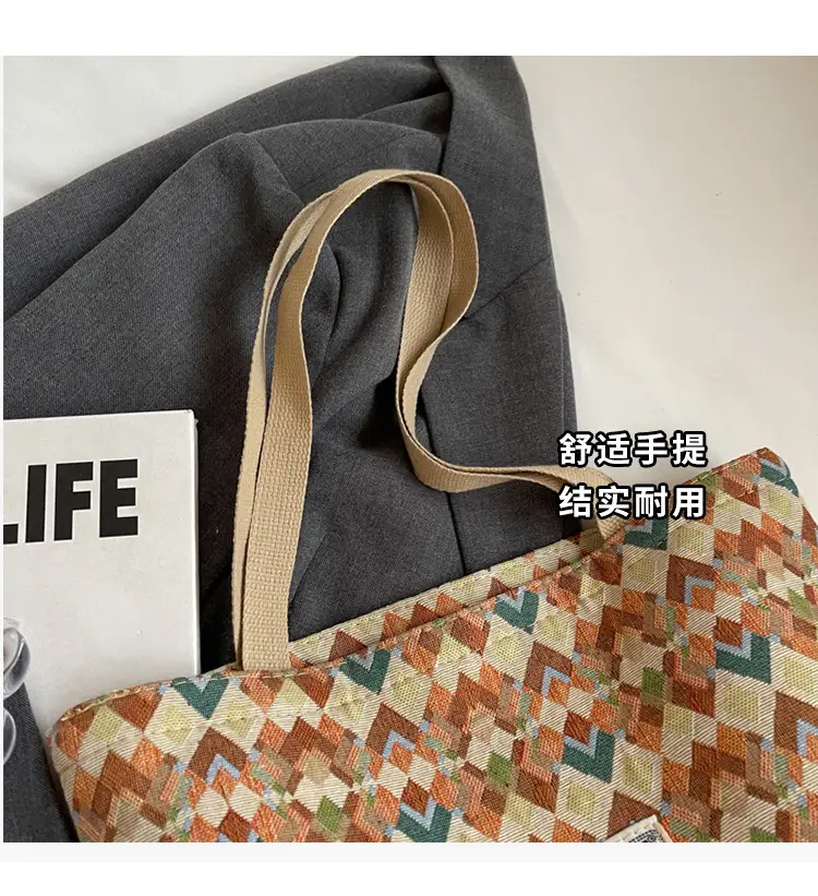 Women's Patterned Canvas Tote Bag Large Capacity Commuter Shoulder Crossbody — feature 2