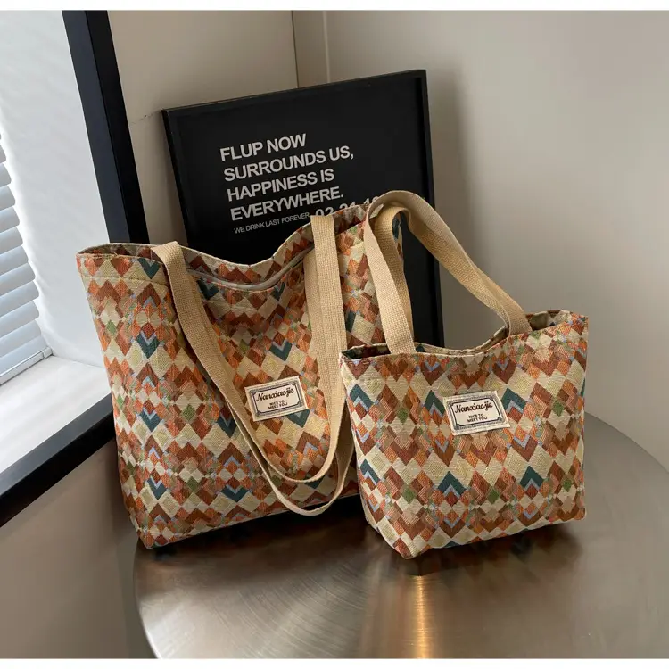 Women's Patterned Canvas Tote Bag Large Capacity Commuter Shoulder Crossbody — feature 22