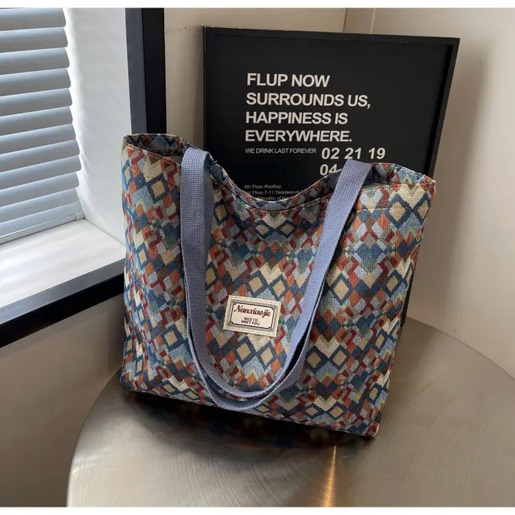 Women's Patterned Canvas Tote Bag Large Capacity Commuter Shoulder Crossbody — feature 25