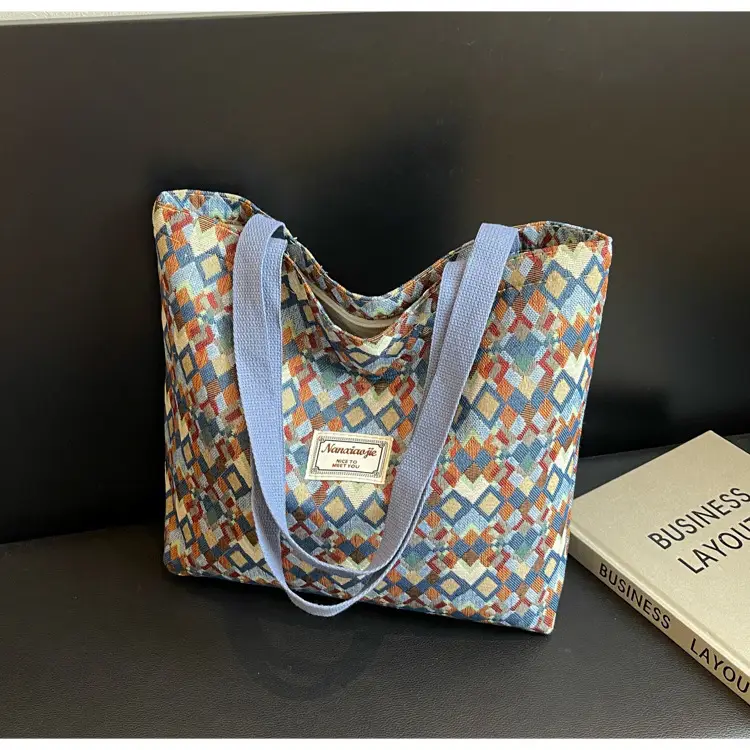 Women's Patterned Canvas Tote Bag Large Capacity Commuter Shoulder Crossbody — feature 26