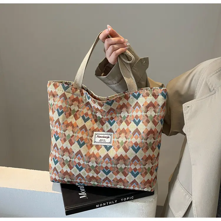 Women's Patterned Canvas Tote Bag Large Capacity Commuter Shoulder Crossbody — feature 28