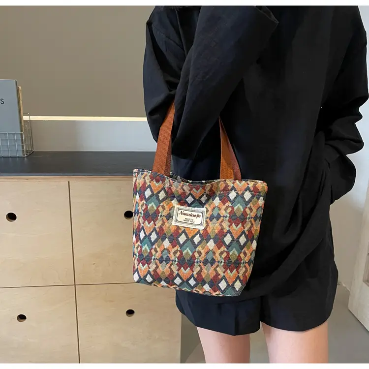 Women's Patterned Canvas Tote Bag Large Capacity Commuter Shoulder Crossbody — feature 8
