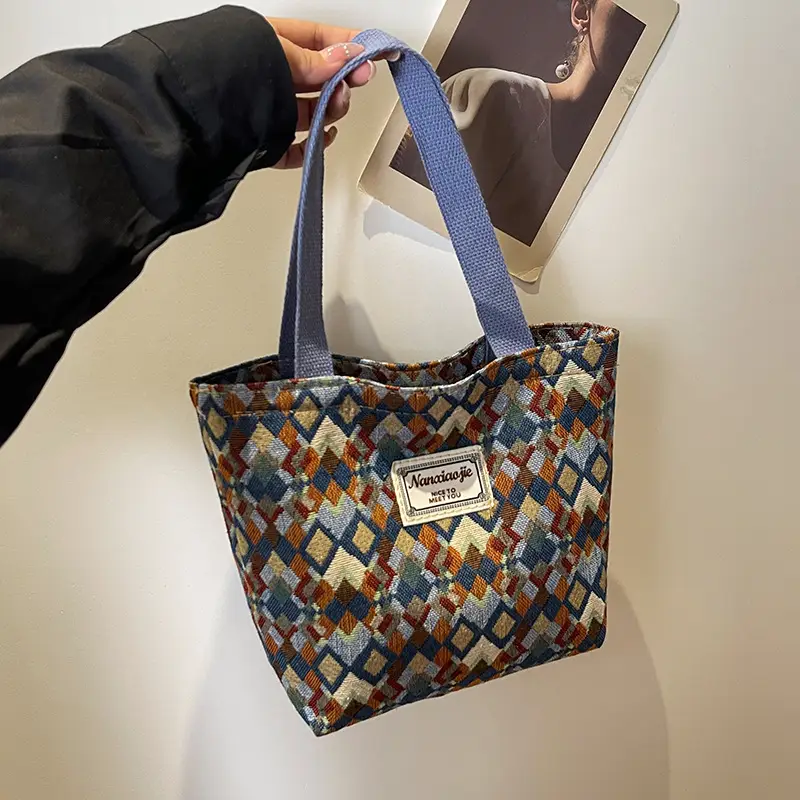 Women's Patterned Canvas Tote Bag Large Capacity Commuter Shoulder Crossbody - Image 4