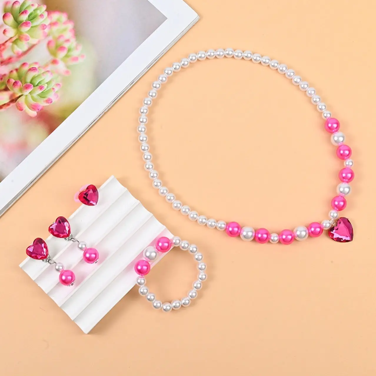 Pink Pearl Princess Jewelry Set for Girls