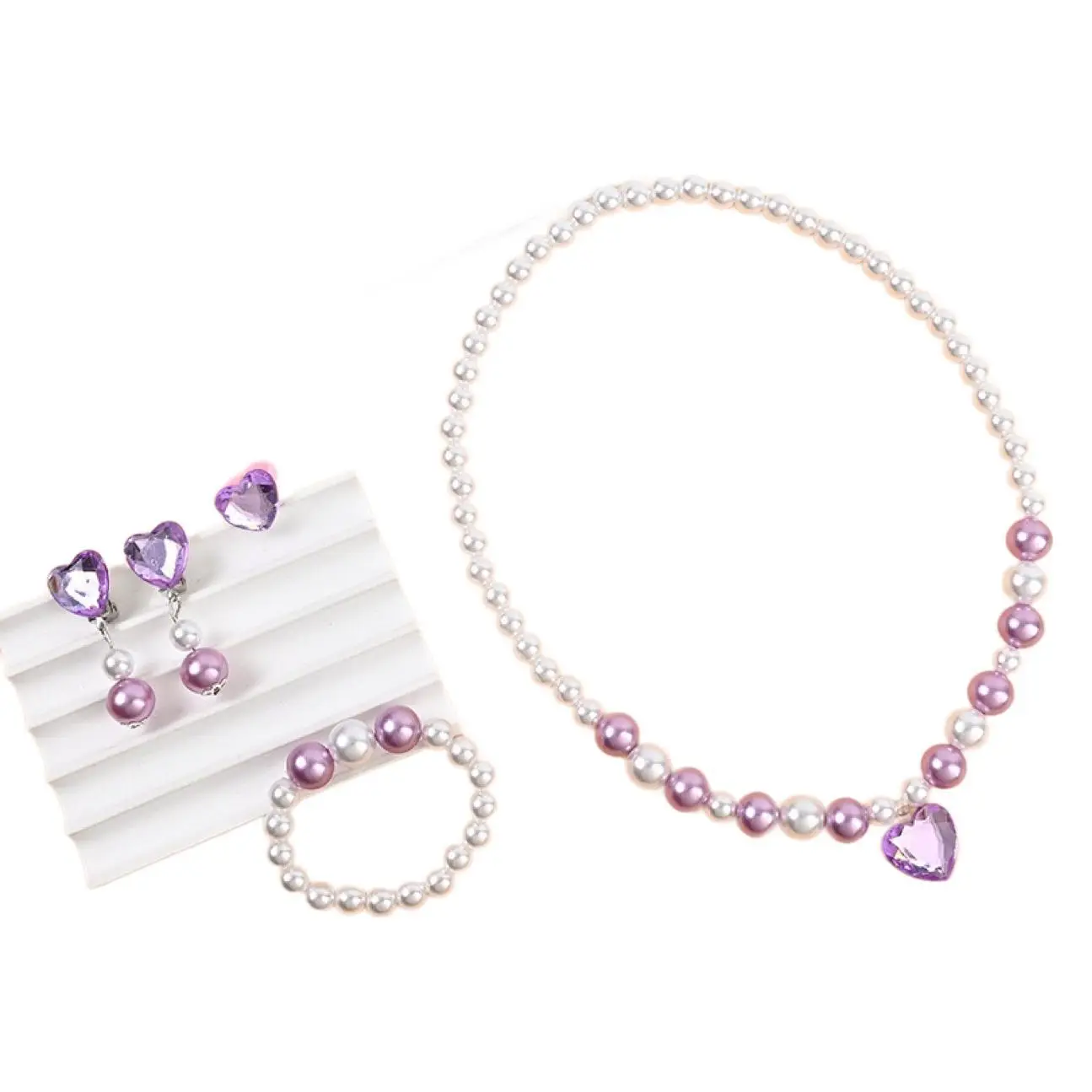 Pink Pearl Princess Jewelry Set for Girls