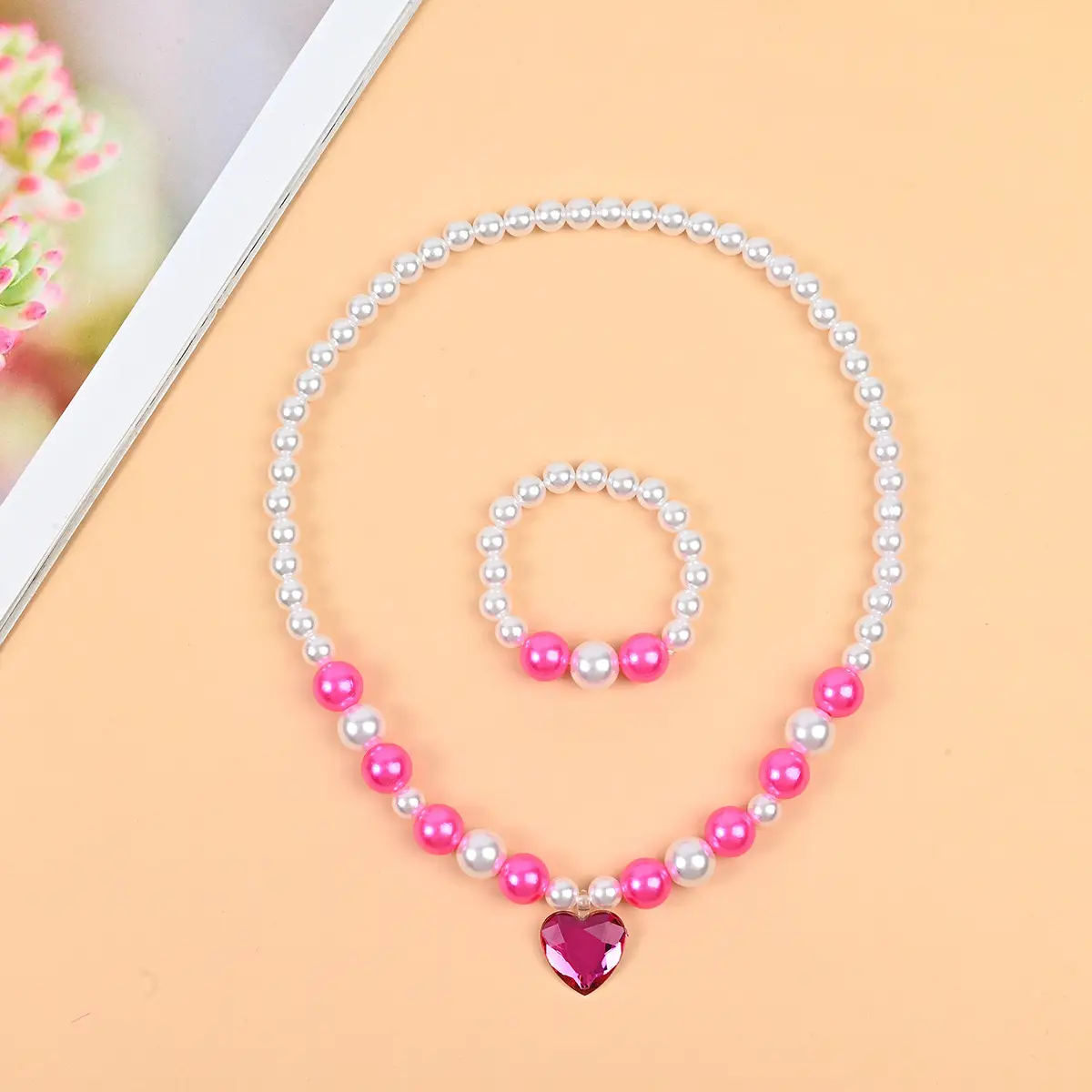 Pink Pearl Princess Jewelry Set for Girls