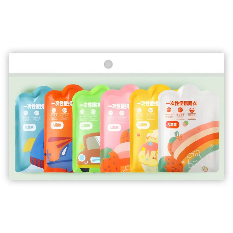 Extremely Fast Delivery Kidsren's Card Raincoat Disposable Long Poncho Thickeneded Hiking Raincoat Travel Portable