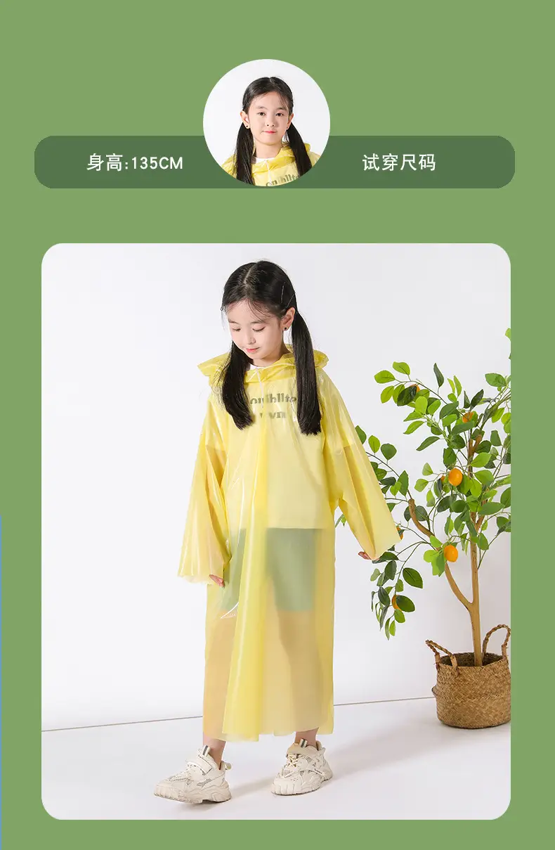 Extremely Fast Delivery Kidsren's Card Raincoat Disposable Long Poncho Thickeneded Hiking Raincoat Travel Portable — feature 13