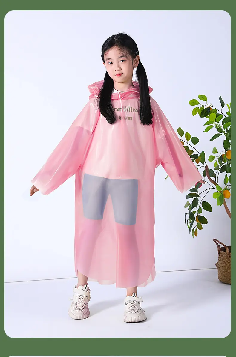 Extremely Fast Delivery Kidsren's Card Raincoat Disposable Long Poncho Thickeneded Hiking Raincoat Travel Portable — feature 16