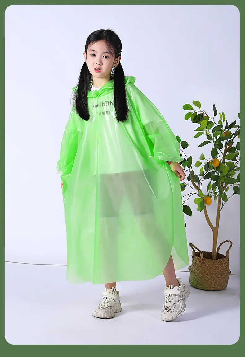 Extremely Fast Delivery Kidsren's Card Raincoat Disposable Long Poncho Thickeneded Hiking Raincoat Travel Portable — feature 19