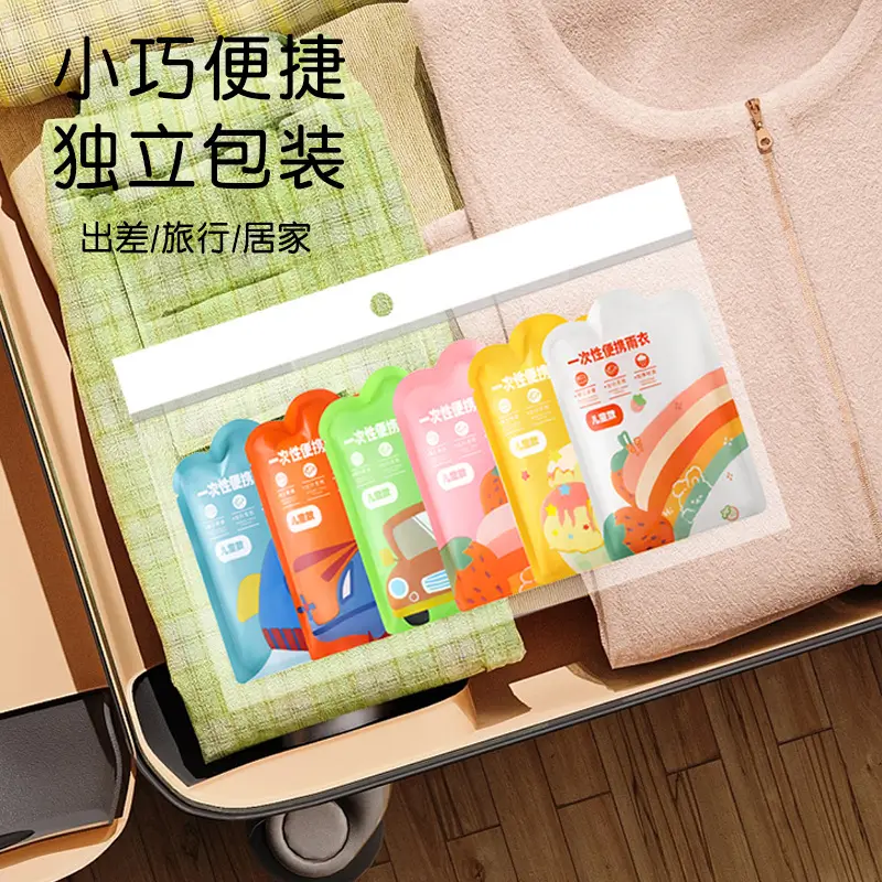 Extremely Fast Delivery Kidsren's Card Raincoat Disposable Long Poncho Thickeneded Hiking Raincoat Travel Portable — feature 3