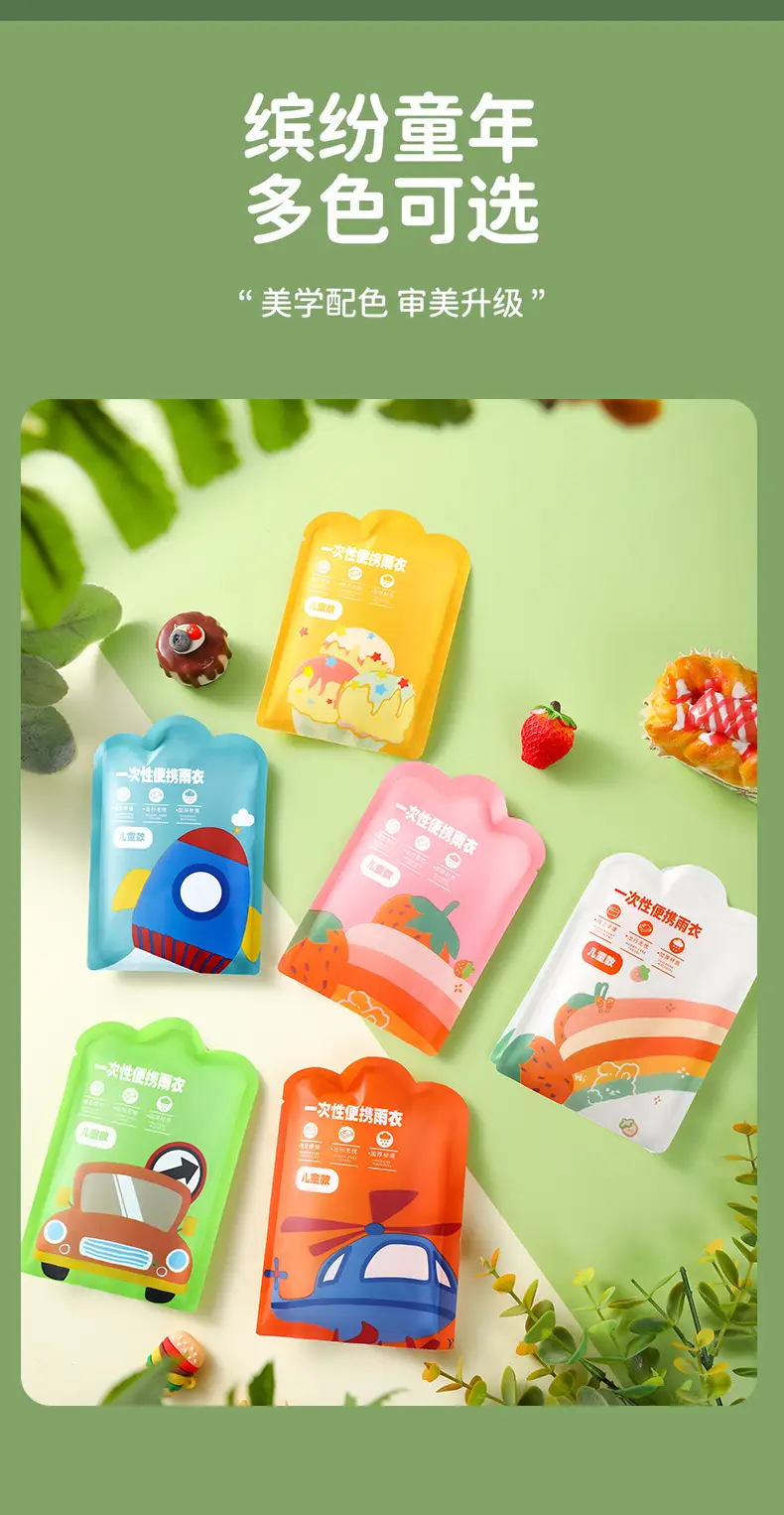 Extremely Fast Delivery Kidsren's Card Raincoat Disposable Long Poncho Thickeneded Hiking Raincoat Travel Portable — feature 9