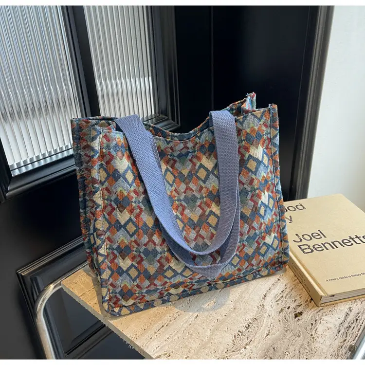 Women's Printed Canvas Tote Bag Large Capacity Brown Green — feature 29