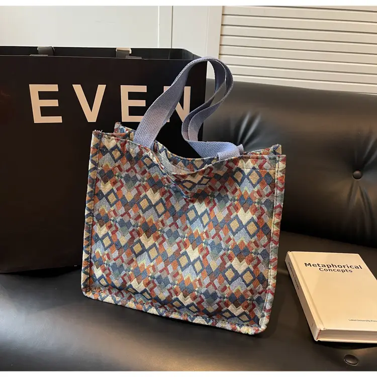 Women's Printed Canvas Tote Bag Large Capacity Brown Green — feature 31