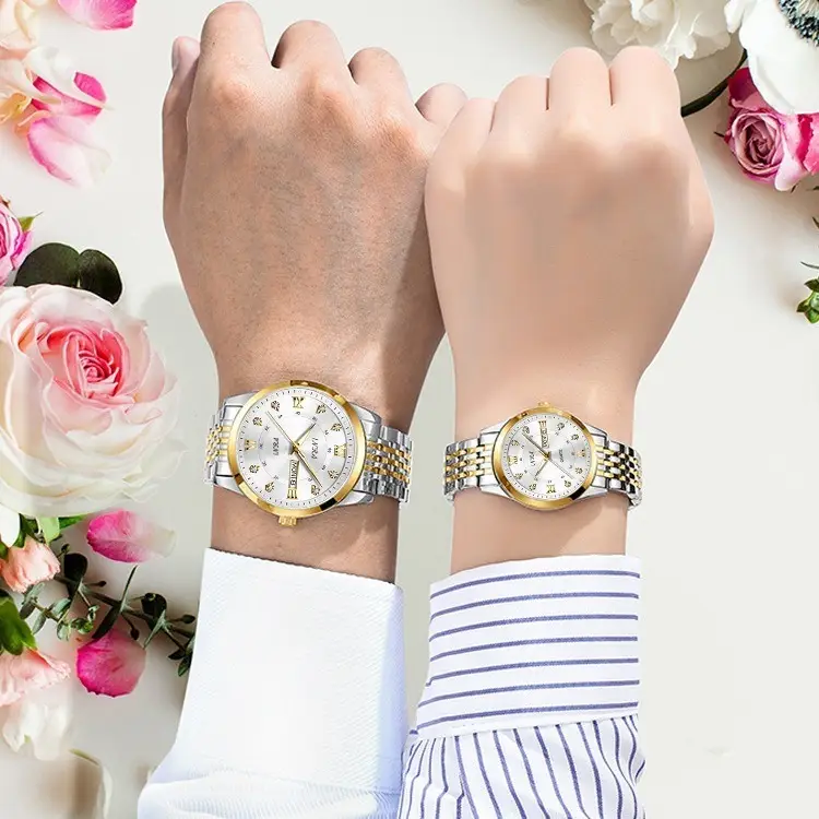 Couple's Rose Gold Quartz Watch - Image 3
