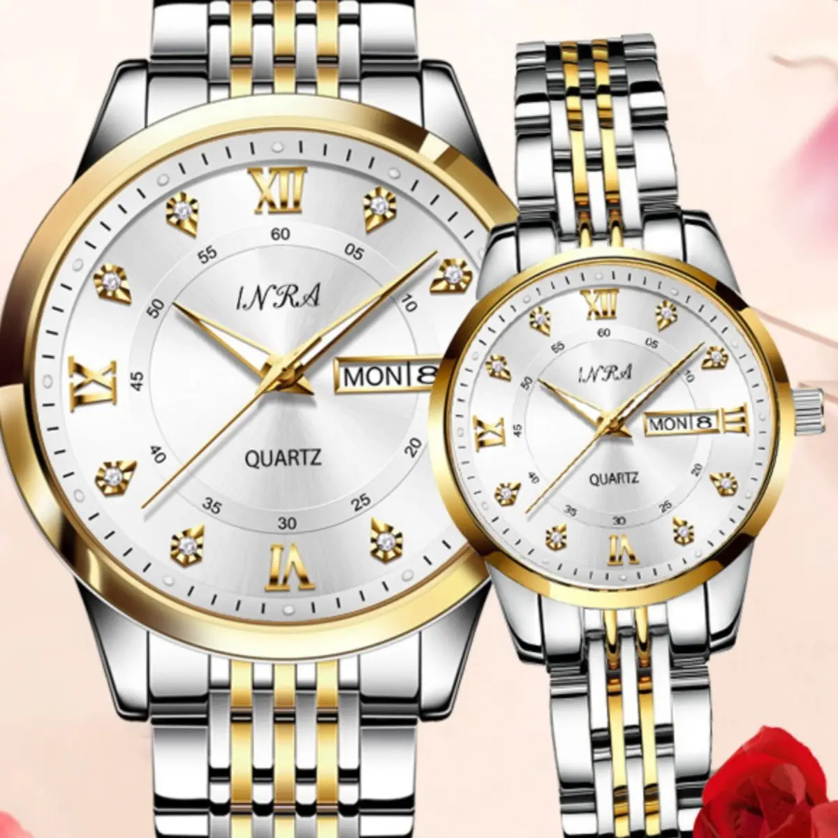 Couple's Rose Gold Quartz Watch - Image 4
