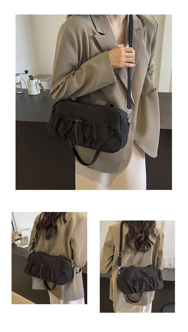 Japanese Style Drawstring Shoulder Bag Women Large Capacity Beige — feature 11