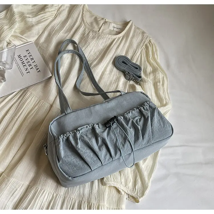 Japanese Style Drawstring Shoulder Bag Women Large Capacity Beige — feature 16