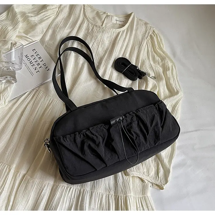 Japanese Style Drawstring Shoulder Bag Women Large Capacity Beige — feature 18