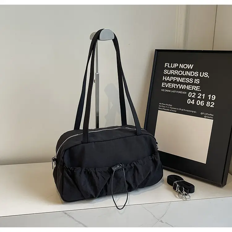 Japanese Style Drawstring Shoulder Bag Women Large Capacity Beige — feature 19