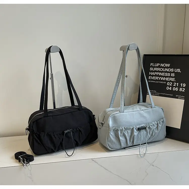 Japanese Style Drawstring Shoulder Bag Women Large Capacity Beige — feature 20