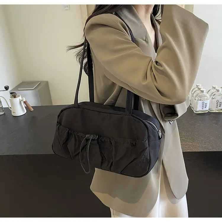 Japanese Style Drawstring Shoulder Bag Women Large Capacity Beige — feature 25