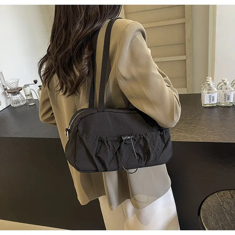 Japanese Style Drawstring Shoulder Bag Women Large Capacity Beige — feature 26