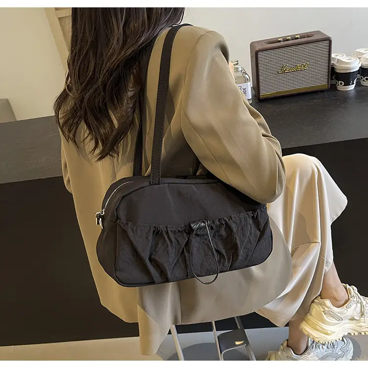 Japanese Style Drawstring Shoulder Bag Women Large Capacity Beige — feature 27