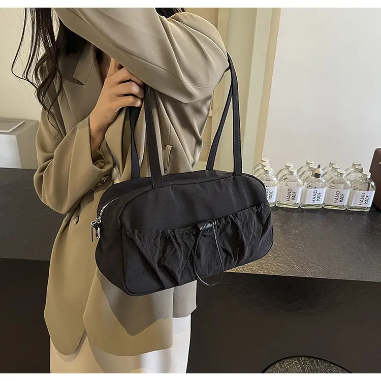 Japanese Style Drawstring Shoulder Bag Women Large Capacity Beige — feature 28