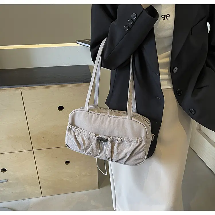 Japanese Style Drawstring Shoulder Bag Women Large Capacity Beige — feature 36