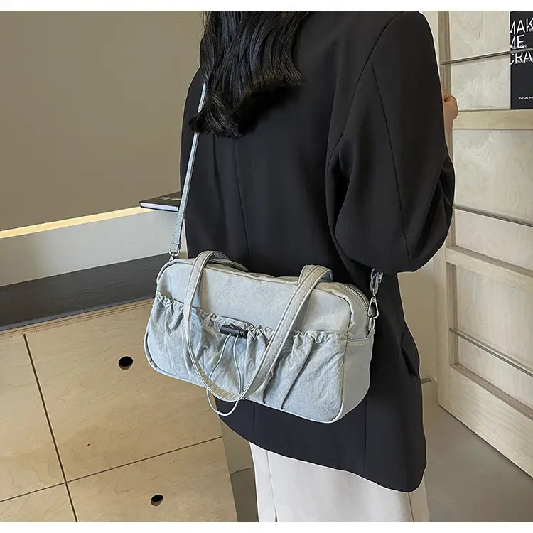 Japanese Style Drawstring Shoulder Bag Women Large Capacity Beige — feature 37