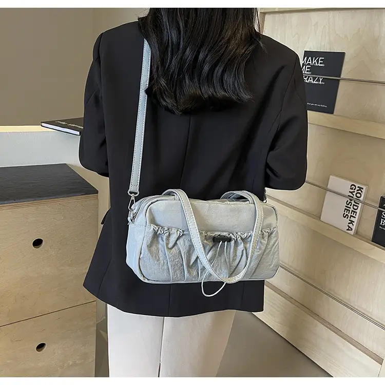 Japanese Style Drawstring Shoulder Bag Women Large Capacity Beige — feature 38