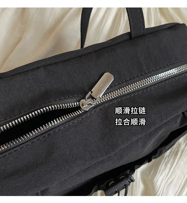 Japanese Style Drawstring Shoulder Bag Women Large Capacity Beige — feature 5