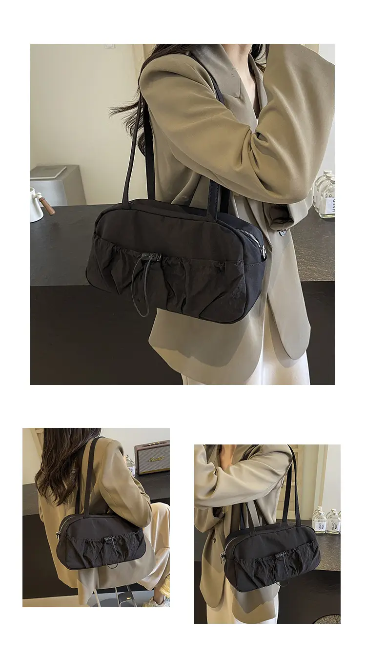 Japanese Style Drawstring Shoulder Bag Women Large Capacity Beige — feature 9