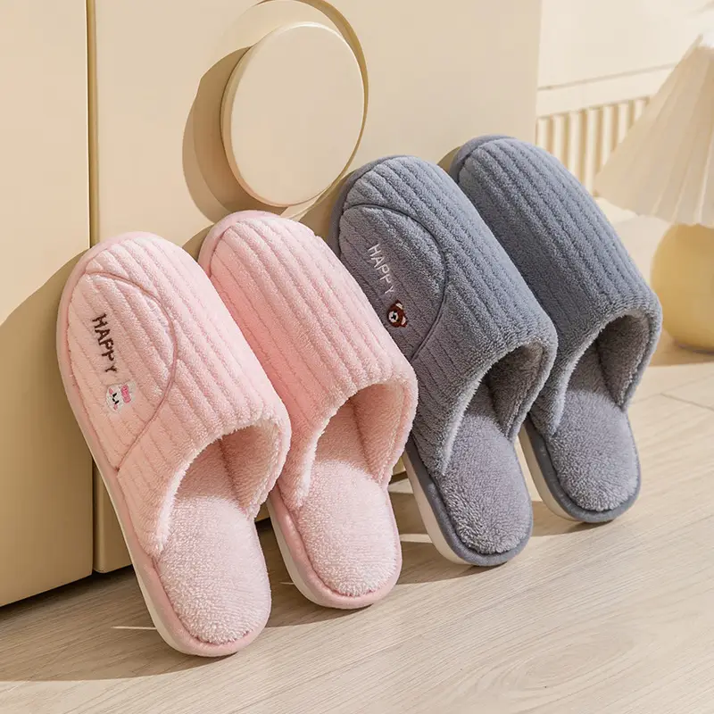 Cixi Cotton Slippers for Women Spring and Autumn and Winter Home Indoor Non-slip Couple Home Warm Winter Fur Plush Men